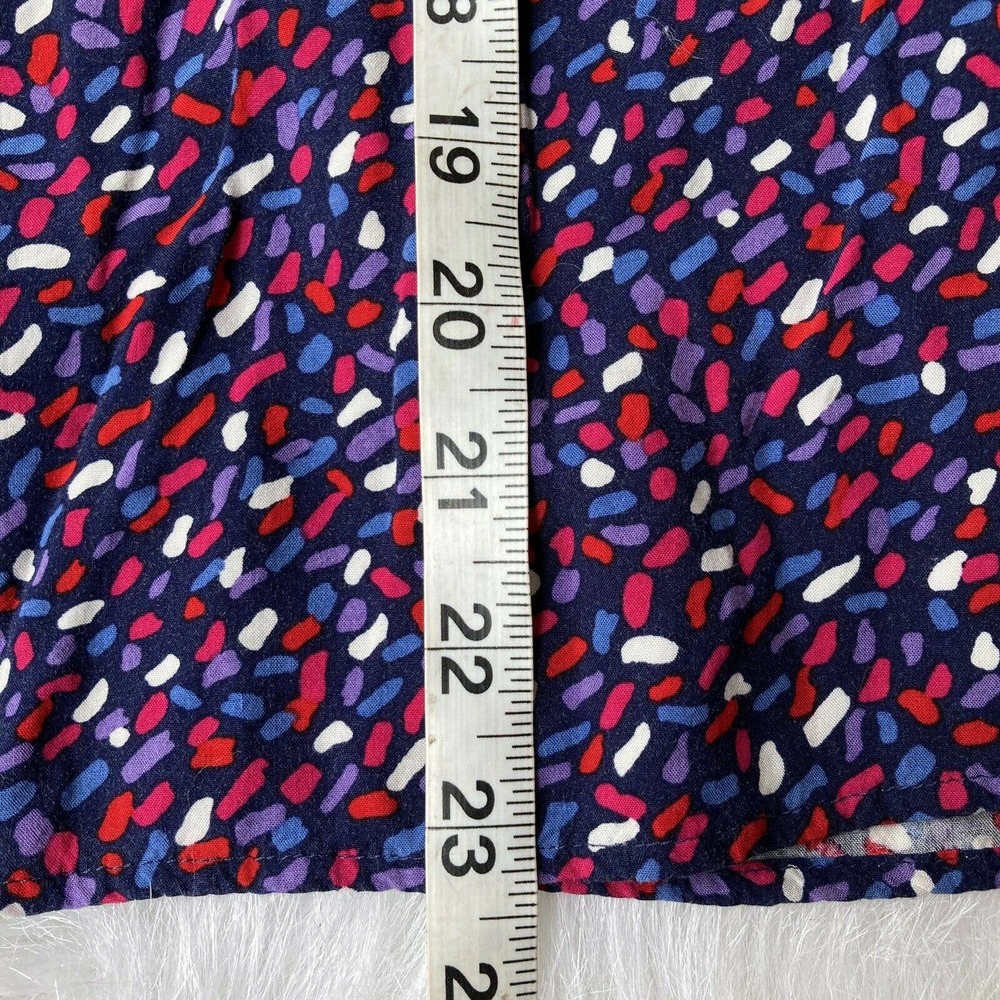 Talbots Blouse Sz XS Colorful Long Sleeve Smocked Fringe Tie Neck Elastic Womens - Picture 8 of 9